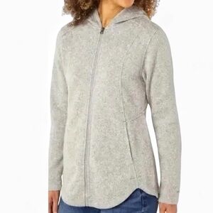 Eddie Bauer Womens Radiator Fleece Sweater Sz L Hooded Full Zip Neutral Jacket